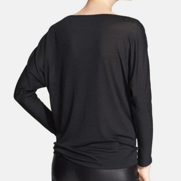 VINCE Lightweight Rayon Dolman Sleeve Top Tunic Black - Picture 2 of 6